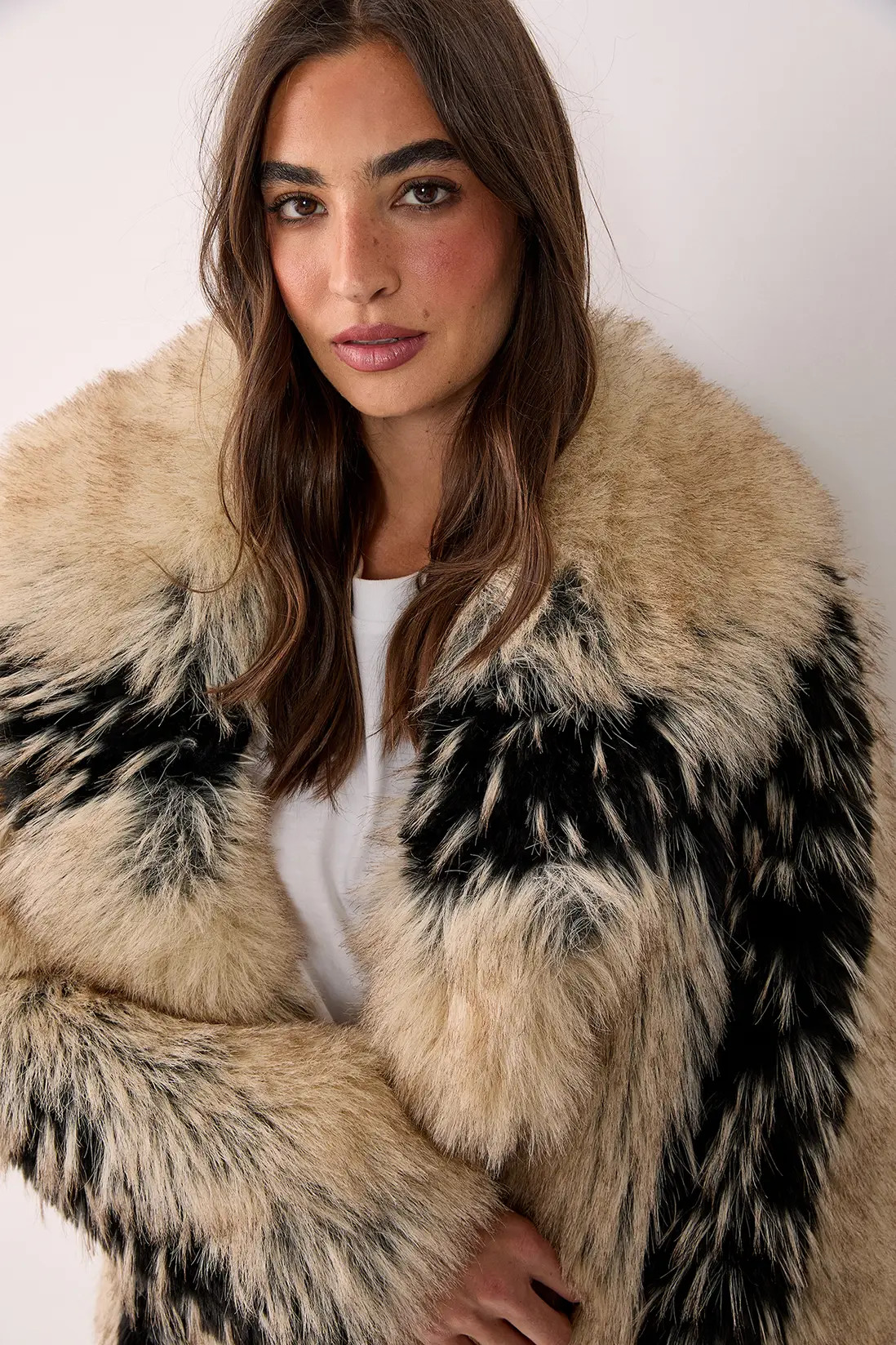 Premium Stripe Faux Fur Longline Coat | Nasty Gal US