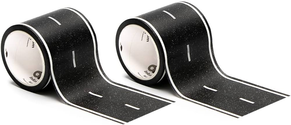 PlayTape Road Tape for Toy Cars - Sticks to Flat Surfaces, No Residue; 2-Pack of 30 ft. x 2 in. B... | Amazon (US)