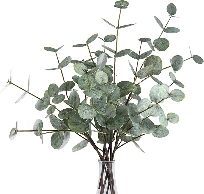 6pcs Real Touch Artificial Eucalyptus Stems,Gray Green | Amazon (US)