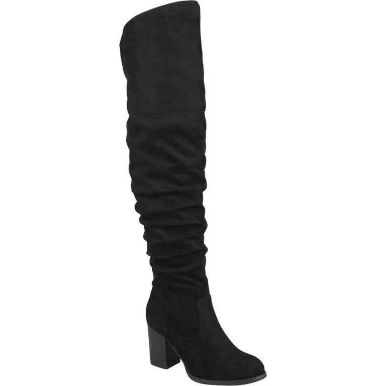 Women's Journee Collection Kaison Extra Wide Calf Over The Knee Slouch Boot Black Faux Suede 10 M | Walmart (US)