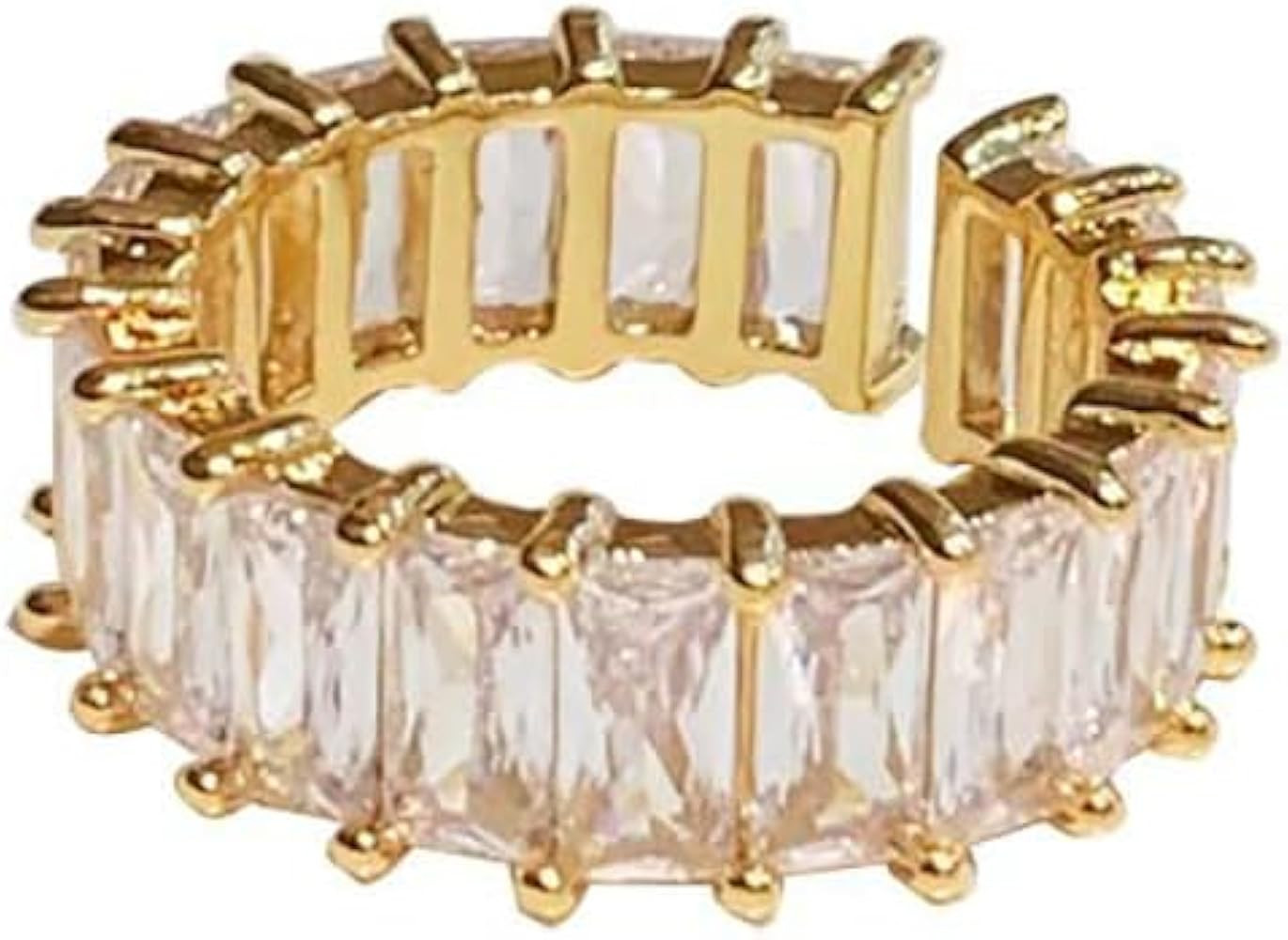 Cubic Zirconia Baguette Open Adjustable Ring Crystal Princess Cut Rectangle Stacking Statement Fi... | Amazon (US)