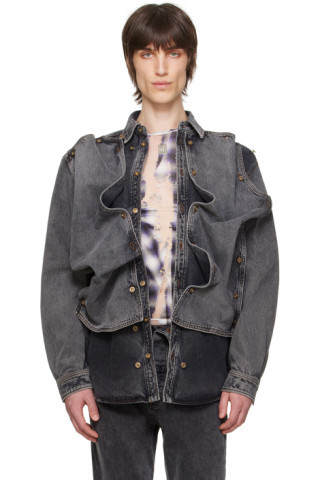 Gray Snap Off Denim Shirt | SSENSE