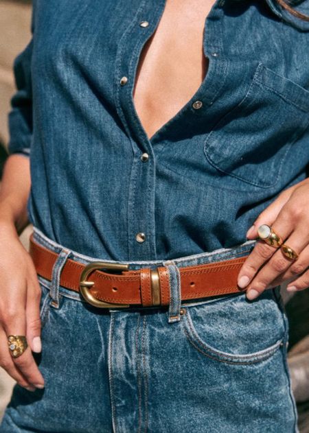 Sezane denim top & jeans. Obsessed with this belt too. 

#LTKSeasonal #LTKstyletip