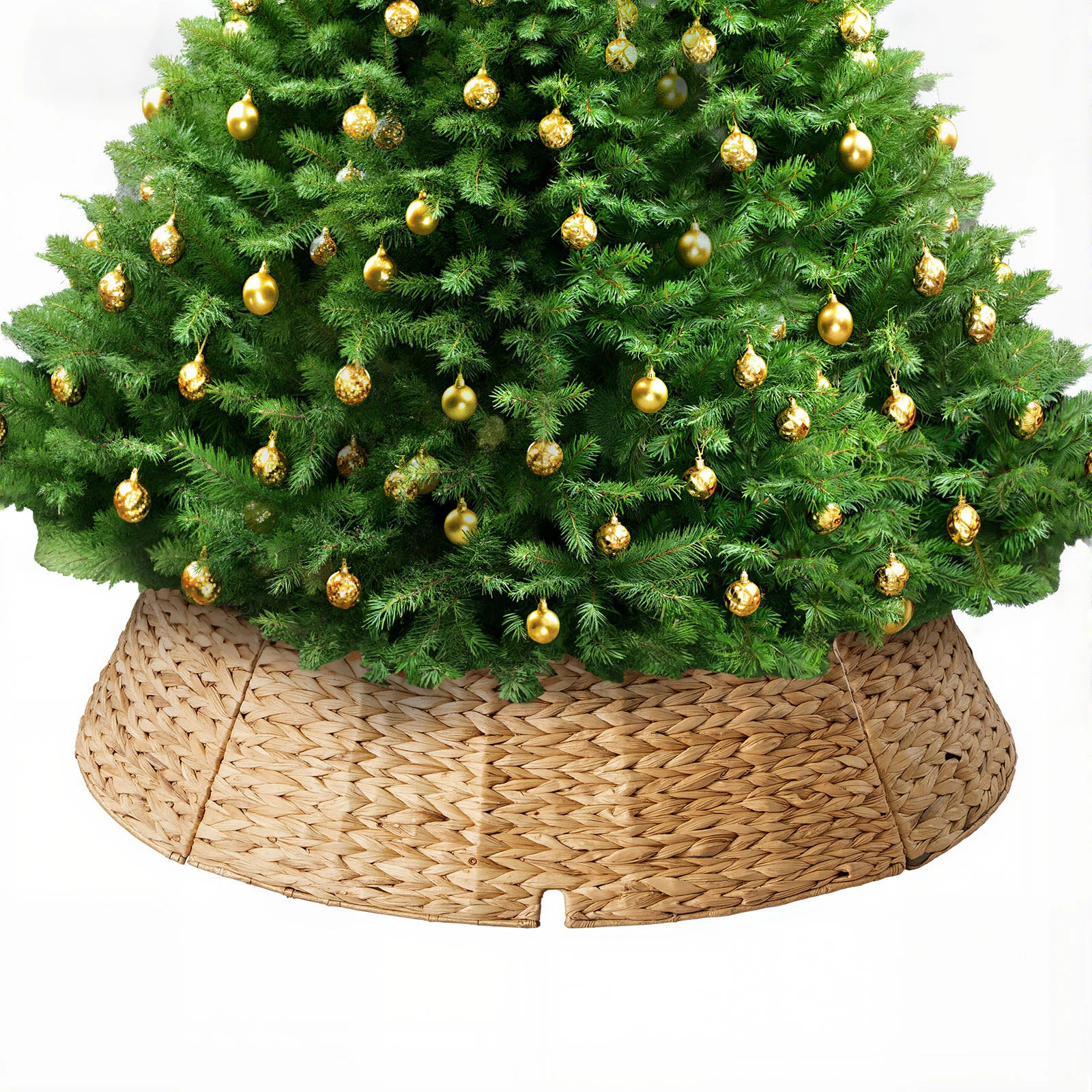 Christmas Tree Collar, Holiday Woven Hyacinth Tree Skirt Accessory with Cord Cut-Out | Wayfair North America