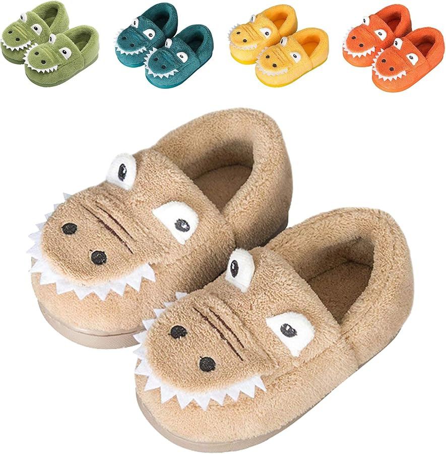 JACKSHIBO Toddler Slippers Boys Girls Dinosaur House Shoes Cute bunny Slipper for Home Indoor Win... | Amazon (US)