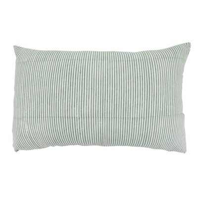 Saro Lifestyle Classic Stripe Cotton Down Filled Throw Pillow – Timeless Ticking Stripe Design for Sofa, Bed & Accent Styling, 14"x22", Green | Target