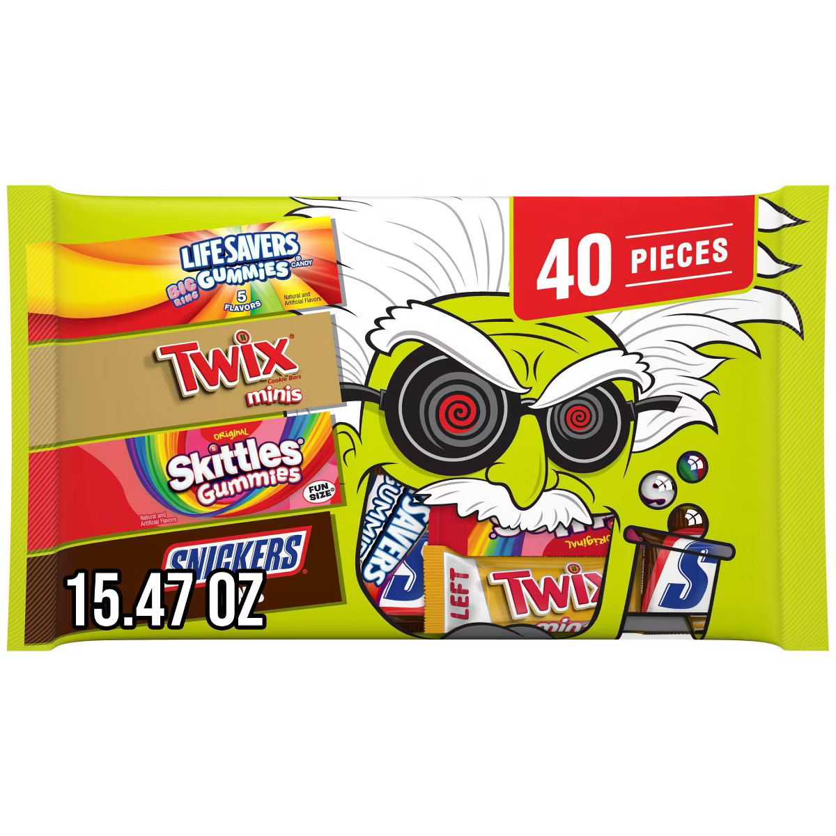 Mars - Snickers, Skittles, Twix & Life Savers Gummies Halloween Candy - 15.47oz/40ct | Target