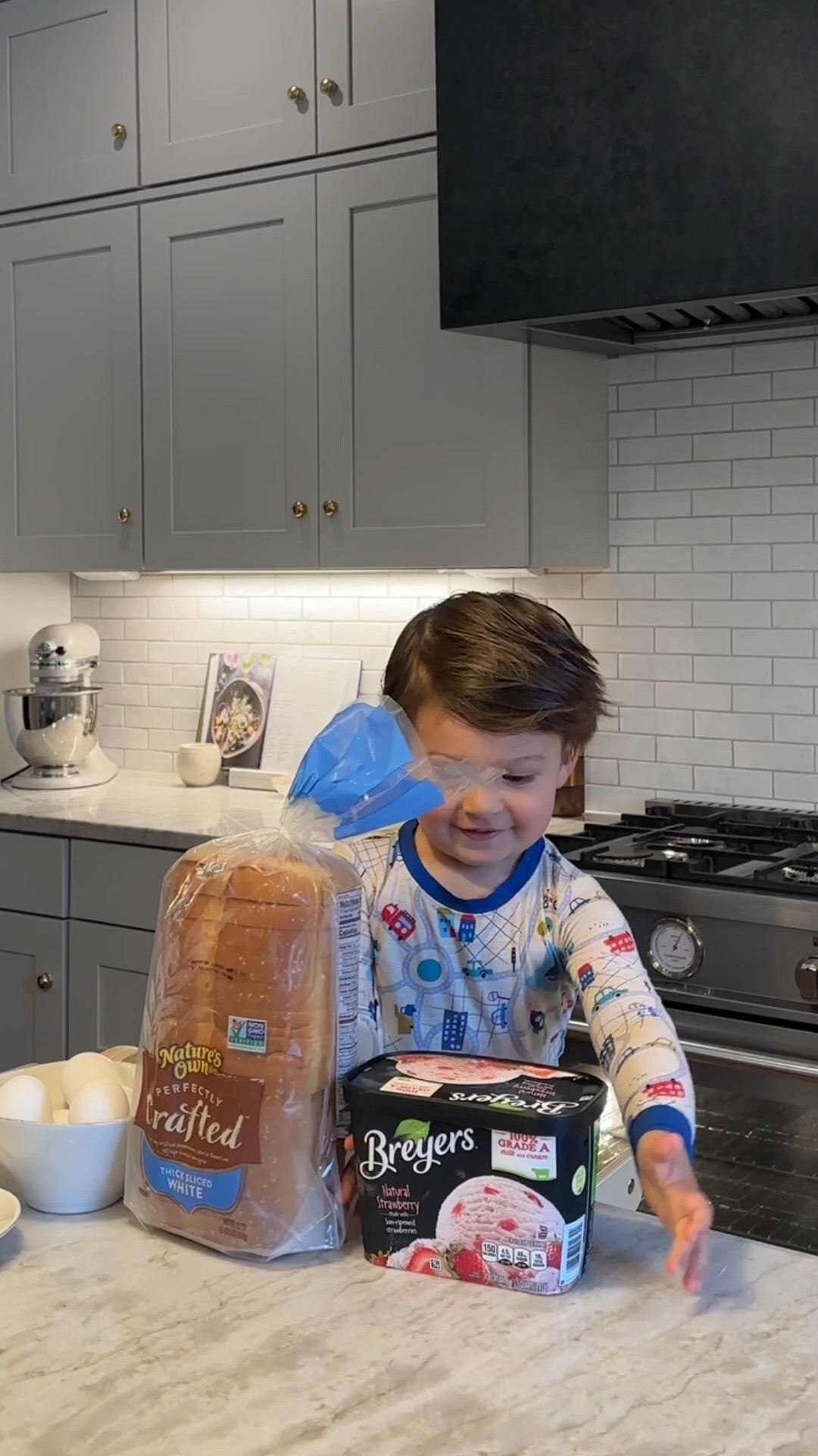 French toast casserole with my little sous chef for Mother’s Day brunch!  We are using @naturesownbread thick slice white with @breyers natural strawberry ice cream from @target. Love that there are no artificial preservatives, colors, flavors, or high fructose corn syrup!
-10 slices of bread, diced
-½ cup butter
-1 cup brown sugar
-2 cups milk
-1 tsp vanilla extract
-6 eggs
-1 tsp cinnamon
To garnish: brown sugar, maple syrup, ice cream, and diced fruit
-> on the stovetop, melt butter and sugar until combined. Pour on bottom of a greased pan.
-> add diced bread on top of butter mixture
-> in a bowl, mix together all other ingredients and pour on top of bread.
-> bake at 350 for 30 minutes or until done.
#mothersdaybrunch #brunch #frenchtoast #target



#LTKSeasonal #LTKFamily #LTKKids