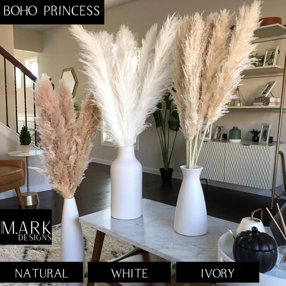PAMPAS Grass Extra Large 4ft "BOHO PRINCESS" Romantic Ivory, White or Natural Fluffy Luxurious & ... | Etsy (US)