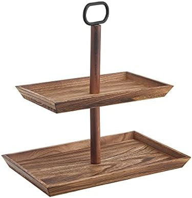 Realyoo Tiered Tray Stand, 2 Tier Wooden Rustic Tiered Tray, Vintage Home Decor, Rectangle Wooden... | Amazon (US)