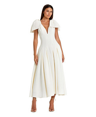 Women's Crepe A Line Midi Dress with Bow Straps | Macy's