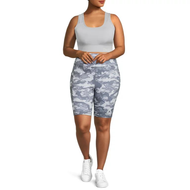 Reebok Women's Plus Size Printed High Rise Bike Shorts with Pockets, Sizes 1X-4X | Walmart (US)