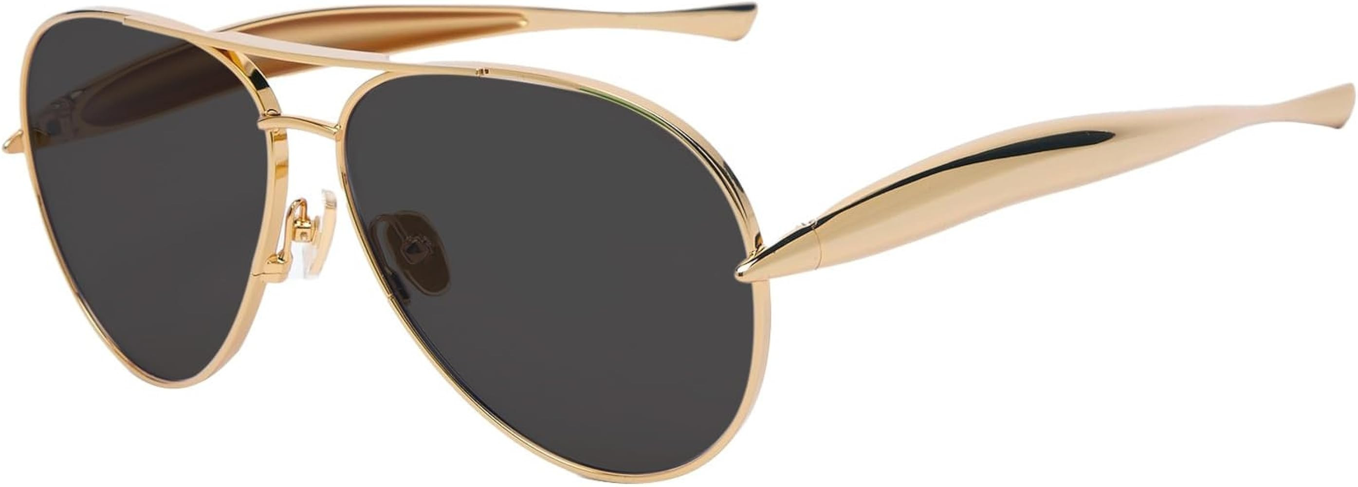Oversized Aviator Sunglasses For Women 70s Retro 2025 Metal Shades with Gold Streamline Arms | Amazon (US)