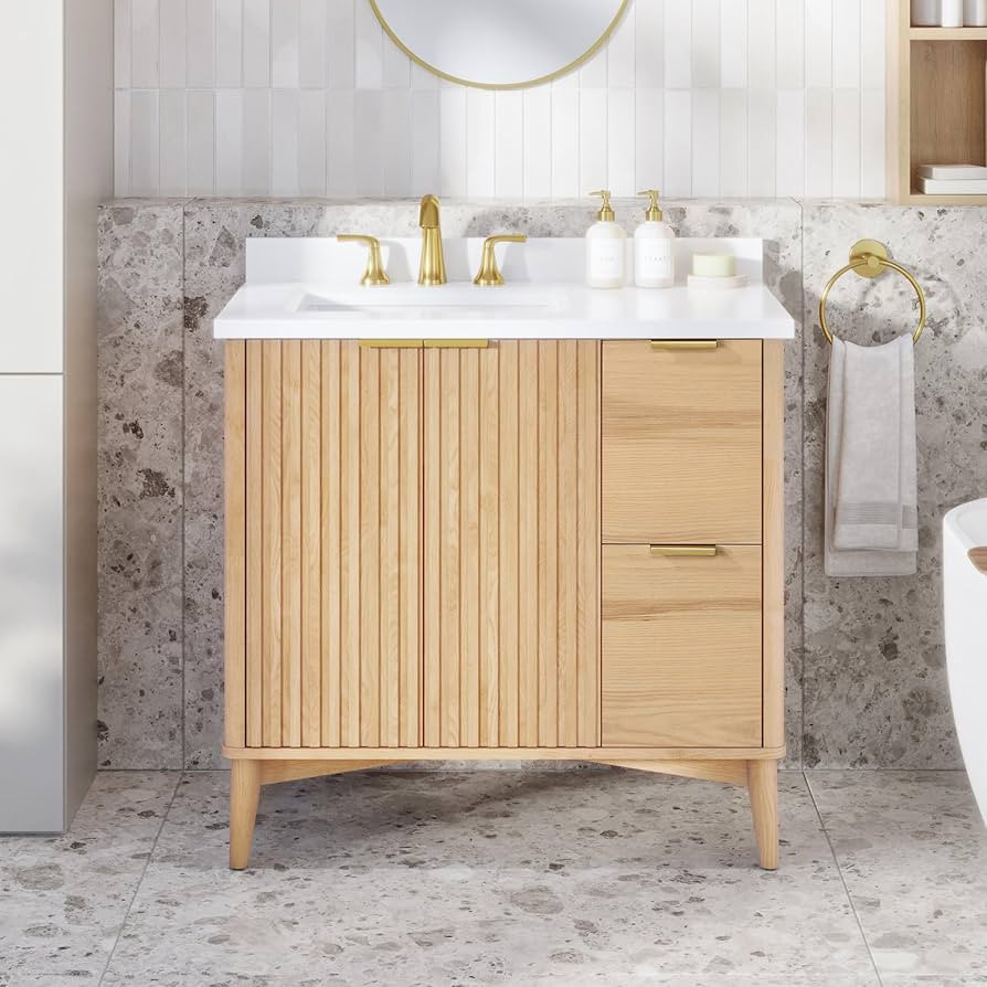 OVE Decors Indy Undermount Double Sink Bathroom Vanity with White Engineered Marble Top, 36 in. x... | Amazon (US)