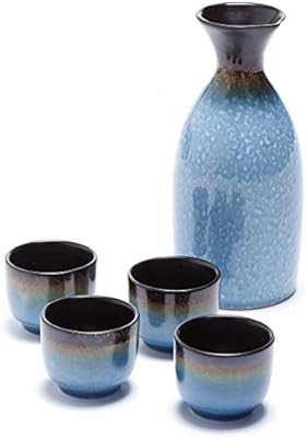 Oenophilia Osaka Sake 5-Piece Set, Durable Japanese Sake Ceramic Set Featuring 1 Tokkuri Bottle a... | Amazon (US)