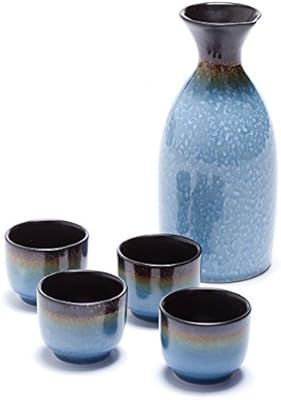 Oenophilia Osaka Sake 5-Piece Set, Durable Japanese Sake Ceramic Set Featuring 1 Tokkuri Bottle a... | Amazon (US)