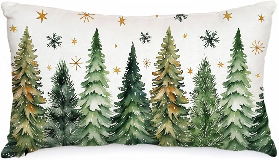 AACORS Christmas Pillow Cover 12X20 Inch,Christmas Trees Stars Decoration Holiday Farmhouse Winte... | Amazon (US)