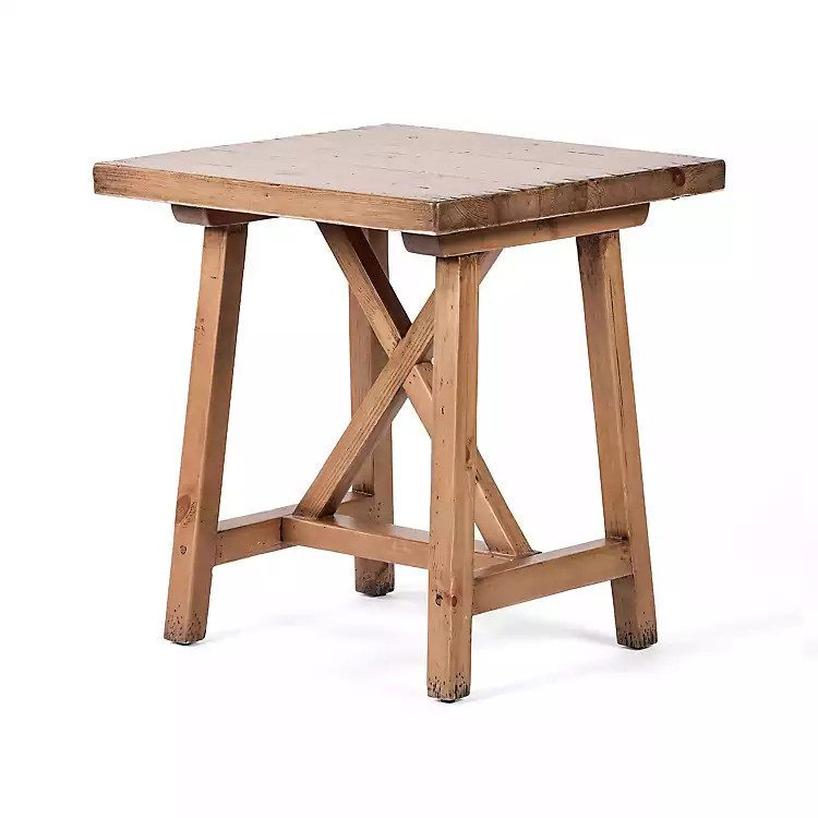 Natural Pine Wood Trellis Accent Table | Kirkland's Home