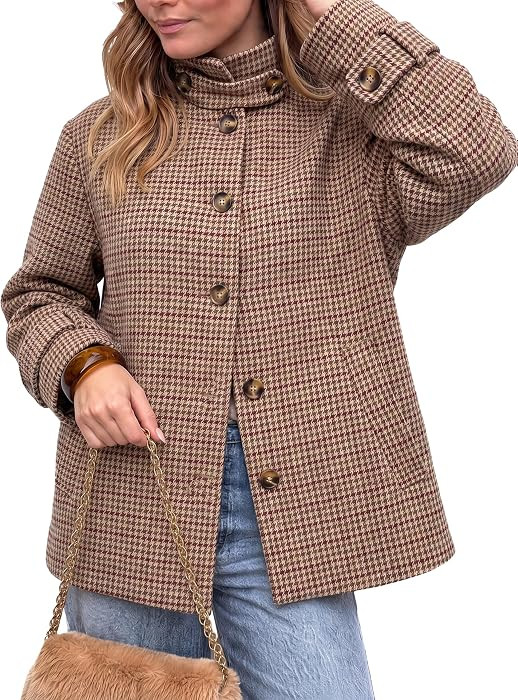 Tankaneo Womens Plaid Barn Jackets Button Down Vintage Flannel Outerwear | Amazon (US)