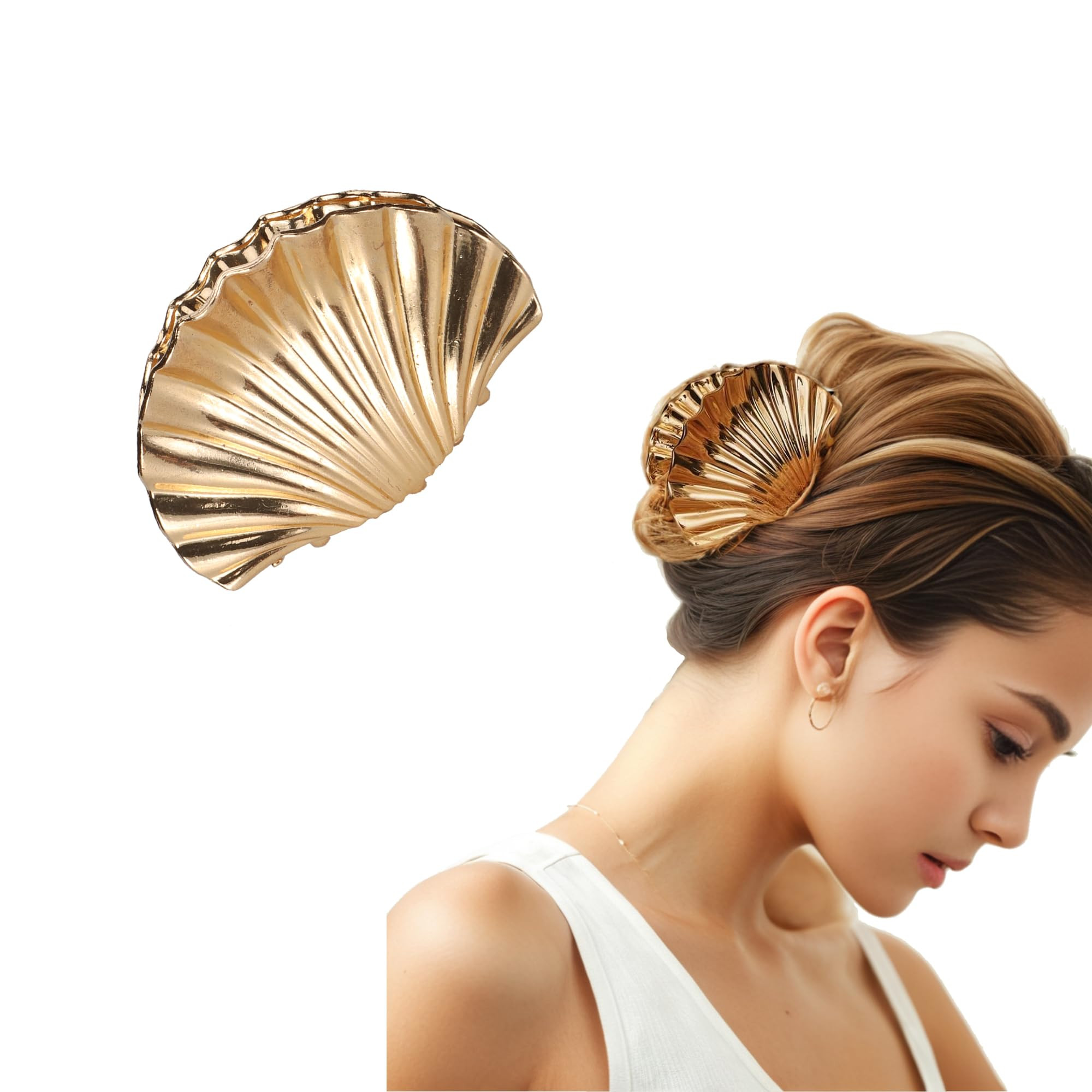 2'' Shell Hair Clip, Small Gold Seashell Hair Clips Mermaid Hair Accessories, Mermaid Costume Wom... | Amazon (US)