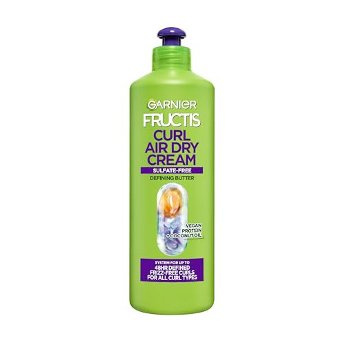 Garnier Fructis Curl Nourish Air Dry Cream XL Leave In Conditioner, Curl Defining Cream with Moisture and Frizz Control For All Curly Hair Types, Made with Vegan Protein & Coconut Oil, 16.9 Fl Oz | Amazon (US)