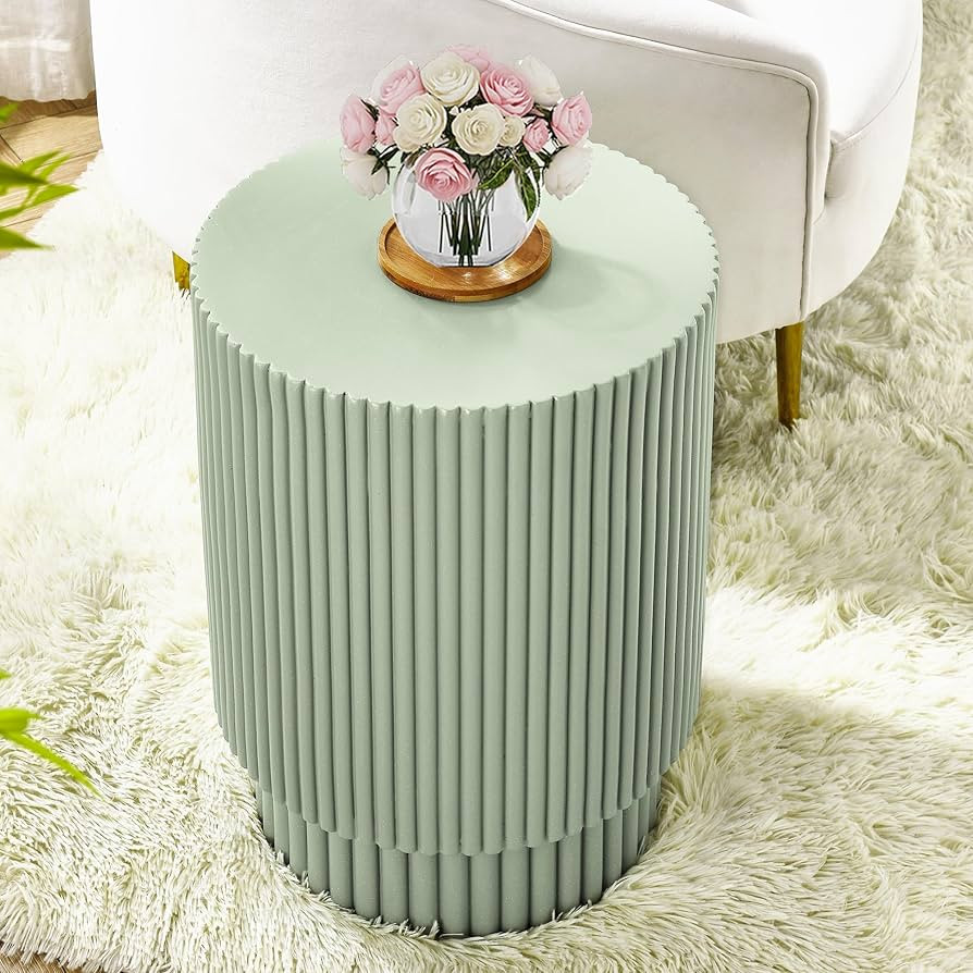 Round End Table Modern Small Living Room Table (Light Green) | Amazon (US)