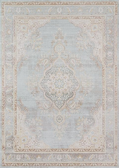 Momeni Rugs Isabella Traditional Medallion Flat Weave Area Rug, 5'3" X 7'3", Blue | Amazon (US)