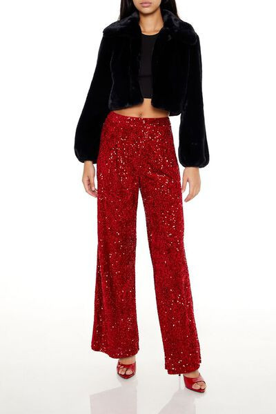 Sequin Velvet High-Rise Pants | Forever 21