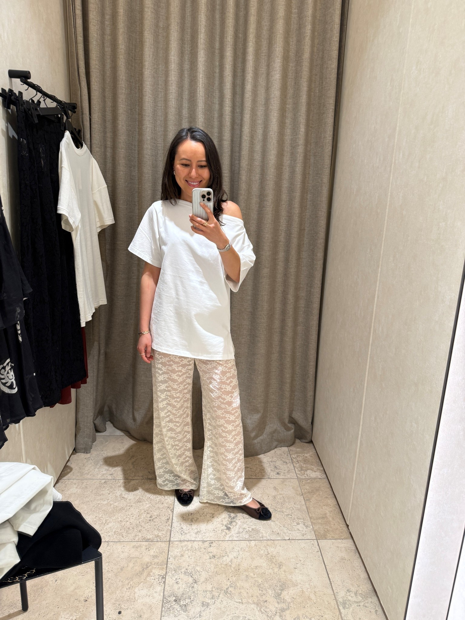 Love the lace pants and long tee trend - so much fun! I am wearing a size 8 in everything. 

#LTKaustralia #LTKpetite #LTKsummer