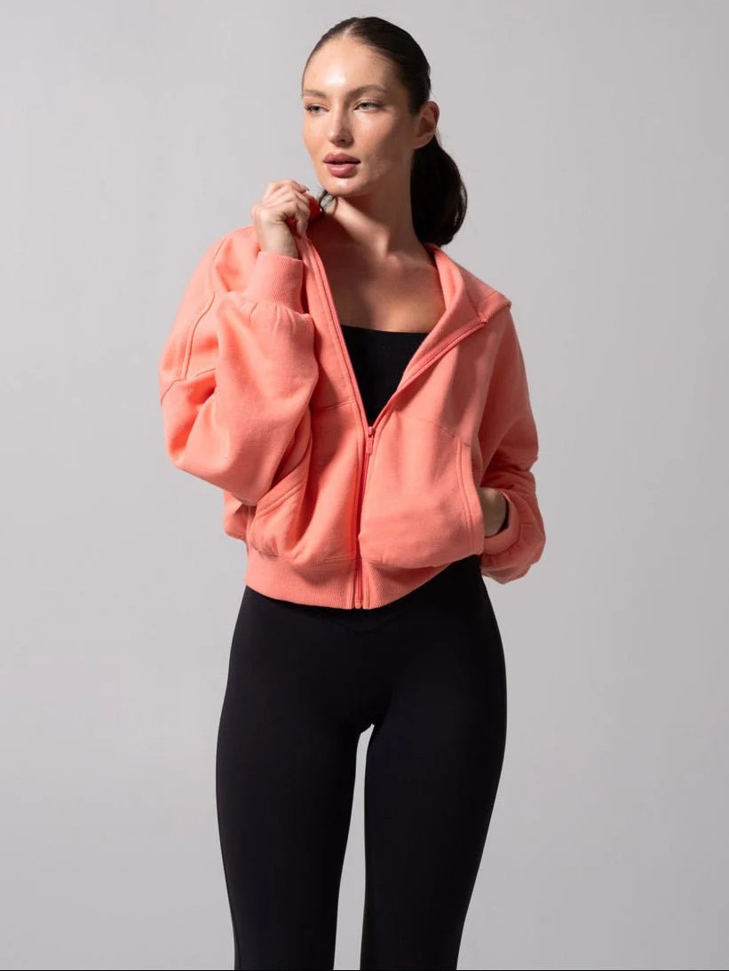 Threads Waist Zip Hoodie - Sorbet | Buffbunny Collection