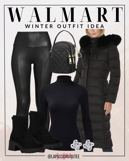 Elevate your winter wardrobe at Walmart! Wrap up in a stunning long coat, pair it with sleek faux leather leggings, and stay cozy in a classic turtleneck top. Step out in style with chic black boots, a trendy crossbody bag, and add a touch of elegance with stud earrings. Winter glamour at its finest! ❄️

#LTKstyletip #LTKSeasonal #LTKHoliday