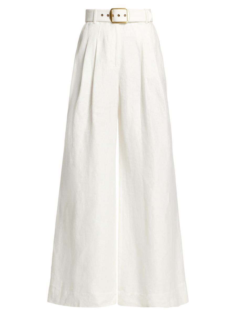 Linen Belted Wide-Leg Pants | Saks Fifth Avenue