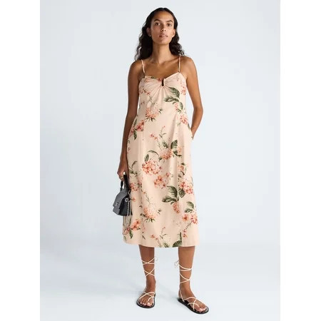 Scoop Women's and Women's Plus Sleeveless U-Ring Midi Dress, Sizes 0-18 | Walmart (US)