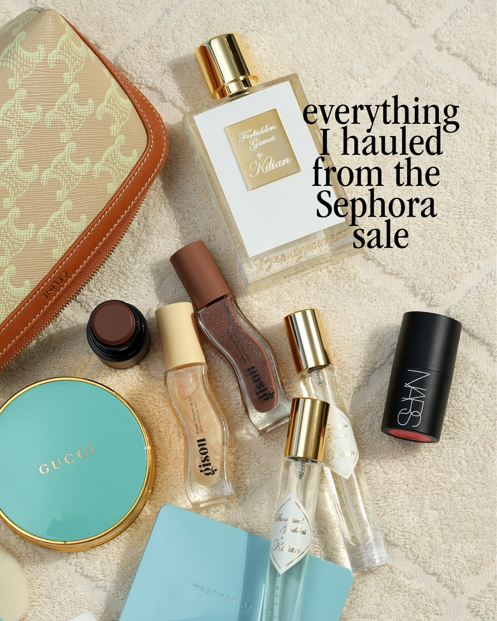 Last few hours of the @sephora sale—ends today! Sharing my haul + quick first impressions:

Westman Atelier Sun Tone Bronzing Crème Duos (Soleil Parfait I & II + brush): love these more than the drops—super blendable, slight preference for I.

YSL lip launches: haven’t fully swatched yet, but the neutrals are stunning—top combo = Undressed Pink (lipstick + liner). Also obsessed with Candy Glaze in 18 Bubble Gum (swatches a few posts back).

Gucci Beauty Bronzer (Shade 3): repurchase staple forever!

Dior Backstage Airflash Setting Spray: refreshing, but fragranced + a bit heavy—still testing.

Hair picks: Color Wow XL Bombshell Volumizer (mini), Oribe, Kérastase.

Biodance Collagen Real Deep Mask: splurge-worthy repurchase for hydrated plump skin.

Kilian Paris minis perfect for the purse.: Forbidden Games (new for spring), Angels’ Share On the Rocks (new discovery), Sunkissed Goddess (best summer scent).

Givenchy Prisme Libre Strobing Highlighter: didn’t need it, but too pretty to pass up.

NARS Mini Multiple Duo (Fling/Palm Cove): impulse buy to try the new bronzer multiples.

Gisou lip oils (new shimmers): tropical-scented—loving Pineapple Pout.

Did you pick anything up from the sale? Giveaway coming later this week ✨

#LTKBeauty #LTKSaleAlert