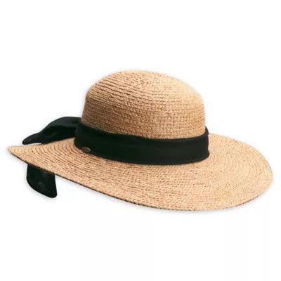 Scala™ Big Brim Raffia Hat with Bow in Tea | Bed Bath & Beyond