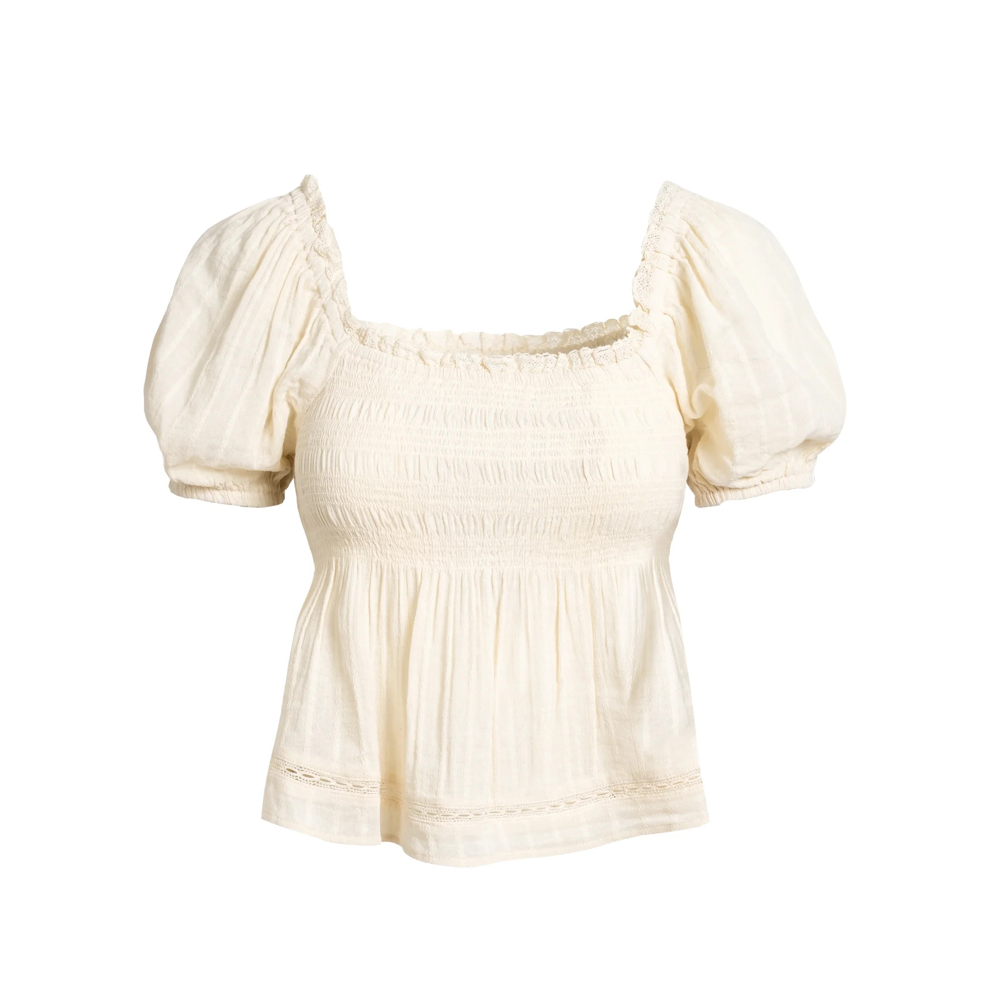 Jessica Simpson Women's and Women's Plus Waverly Cotton Smocked Blouse, Sizes XS-4X | Walmart (US)
