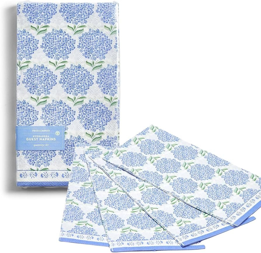Two's Company Hydrangea 3-Ply Paper Napkins - Elegant Floral Design Guest Towel/Dinner Napkin Set... | Amazon (US)