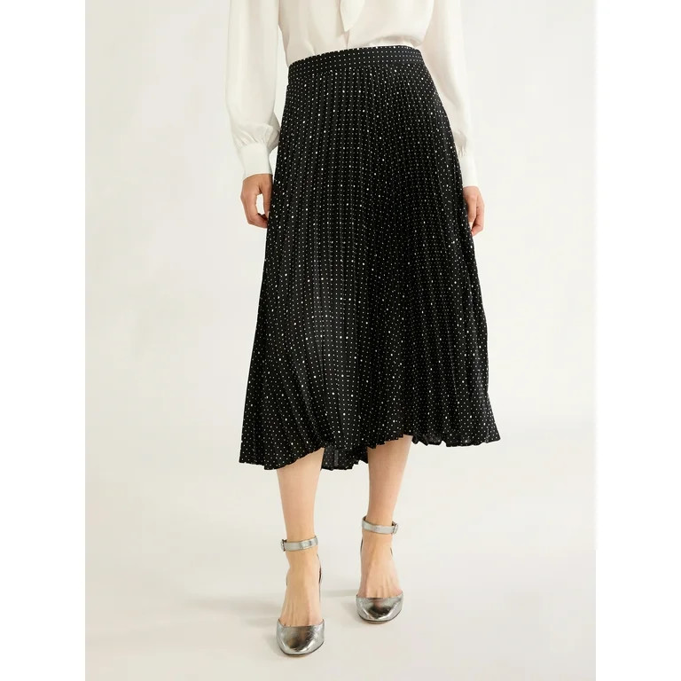 Free Assembly Women’s Pleated Midi Skirt - Walmart.com | Walmart (US)