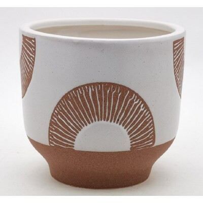 Origin 21 6.625-in x 6-in Brown and White Ceramic Planter with Drainage Holes | Lowe's