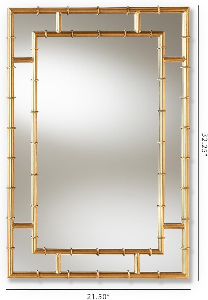 Baxton Studio Adra Wall Mirror, Metal, 32.25-inch H x 21.5-inch W x 1.26-inch D (150-8891-HiT) | Amazon (US)