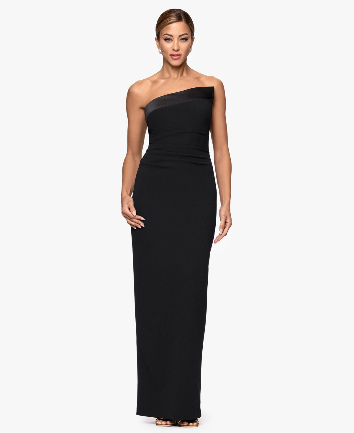Xscape Women's Asymmetric Neck Maxi Dress - Black | Macy's