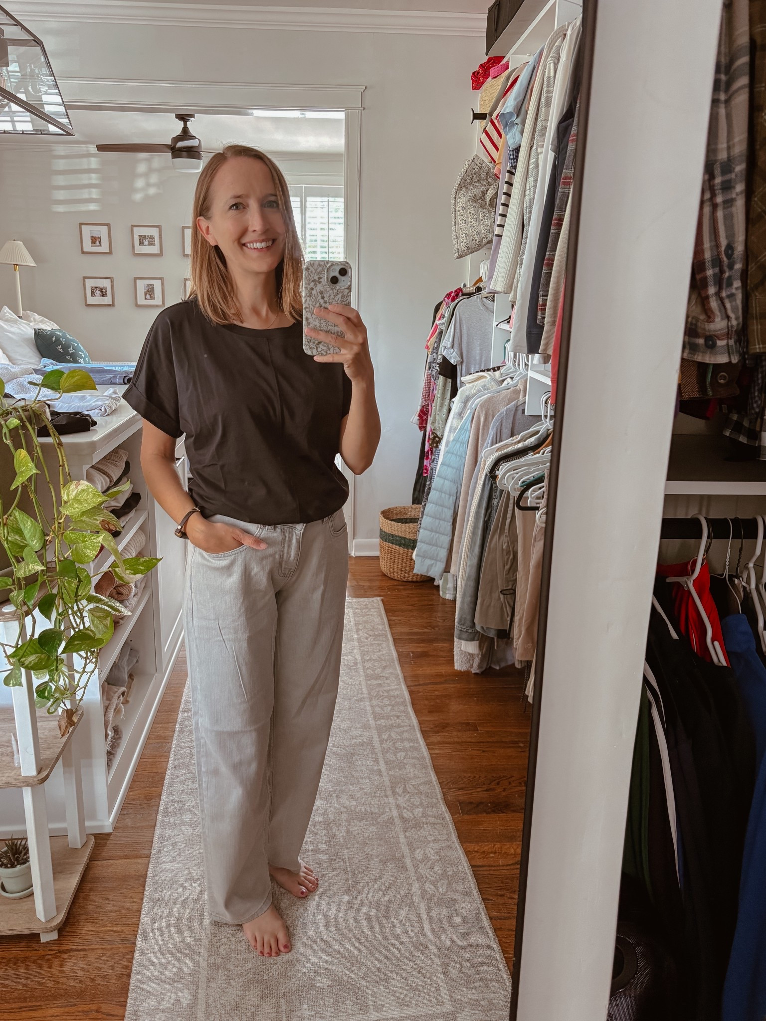 really comfy jeans + tee from @Duer 🤍 love these! #ad 

#LTKPetite #LTKmomlife