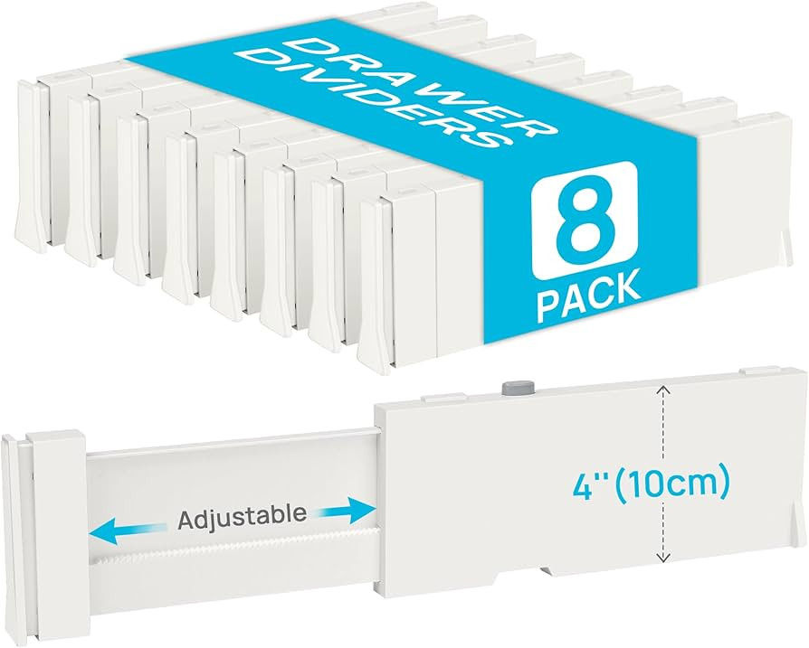 Vtopmart Drawer Dividers for Clothes 8 Pack, Adjustable 4" High Expandable from 11.6"-17" Dresser... | Amazon (US)