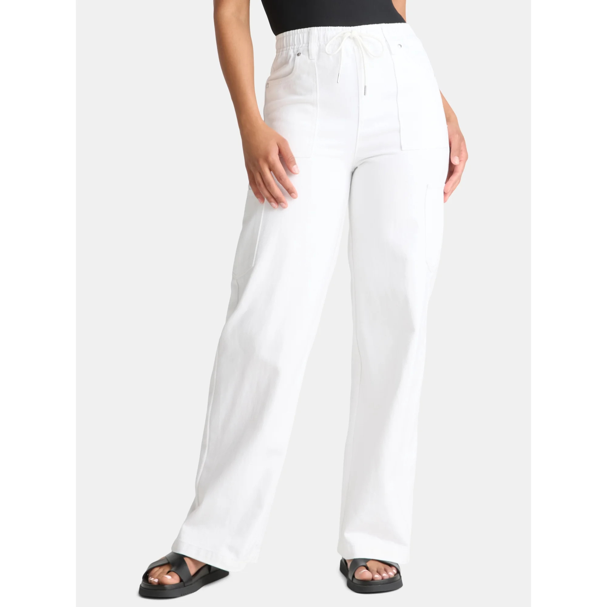 Madden NYC Women's Drawstring Utility Jeans, 32'' Inseam, Sizes XXS-2XL | Walmart (US)