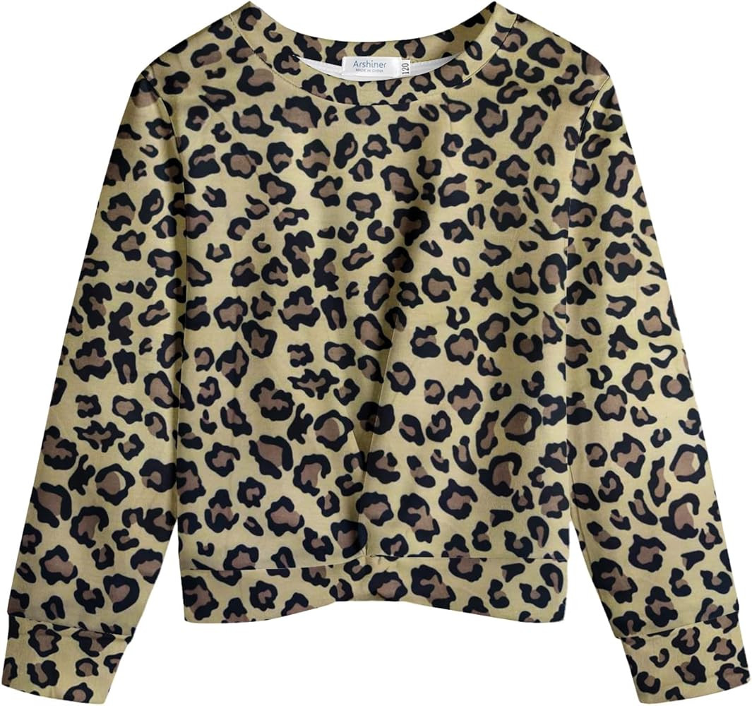 Arshiner Girls Casual Twist Front Lightweight Sweatshirt Tie Dye Printed Long Sleeve Crop Tops Pu... | Amazon (US)