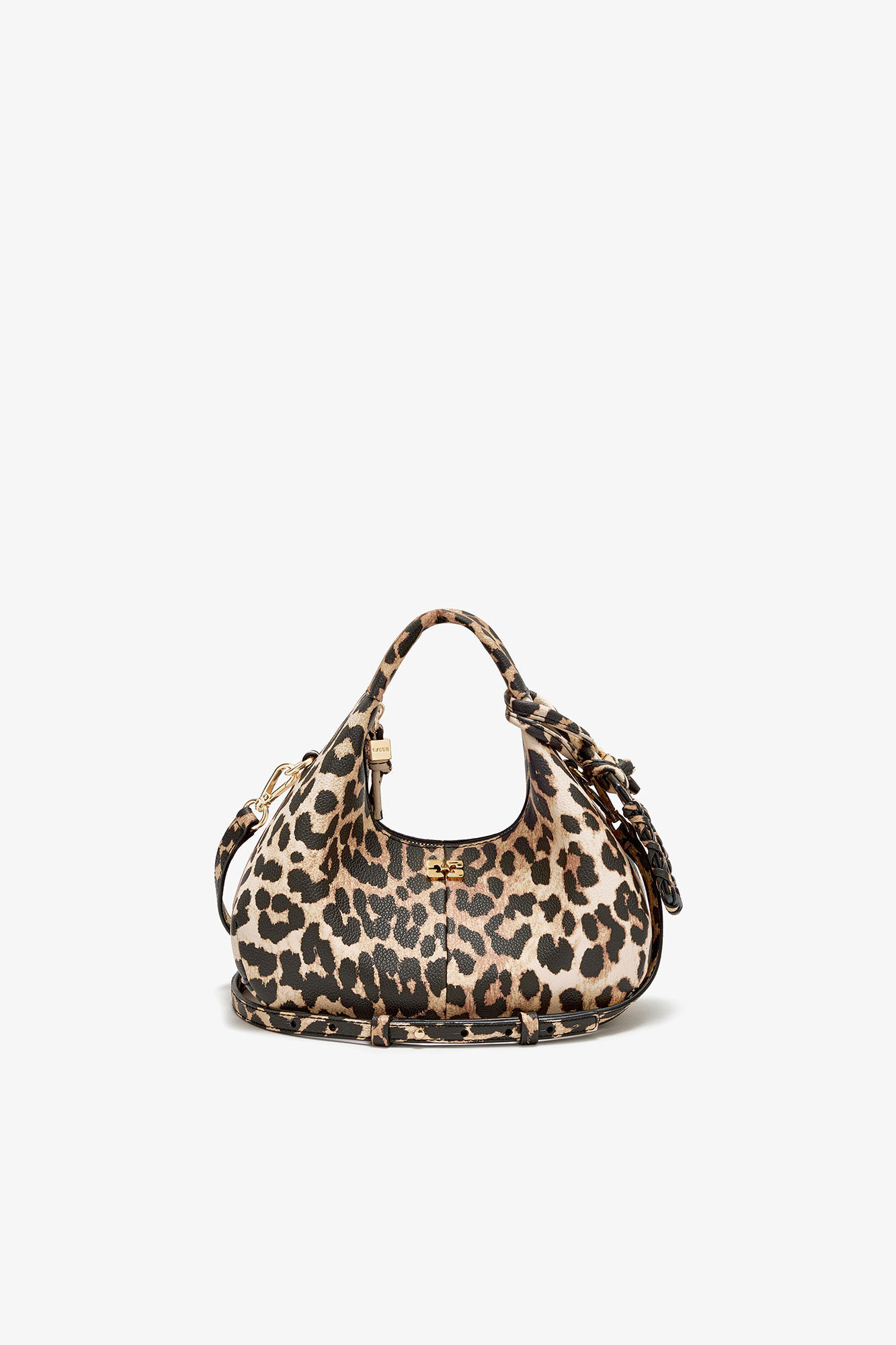 Mini Hobo Bag in Grained Leopard | Ganni