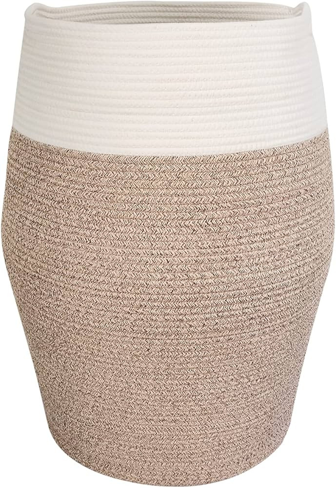 Large Laundry Hamper, YEESON Woven Cotton Rope Clothes Hamper Tall Laundry Basket Modern Curve Bu... | Amazon (CA)