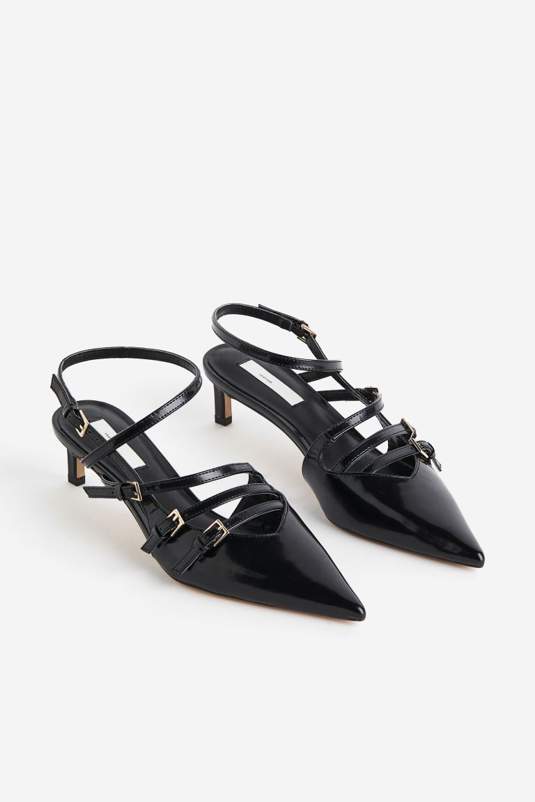 Leather Slingbacks - Black - Ladies | H&M US | H&M (US + CA)