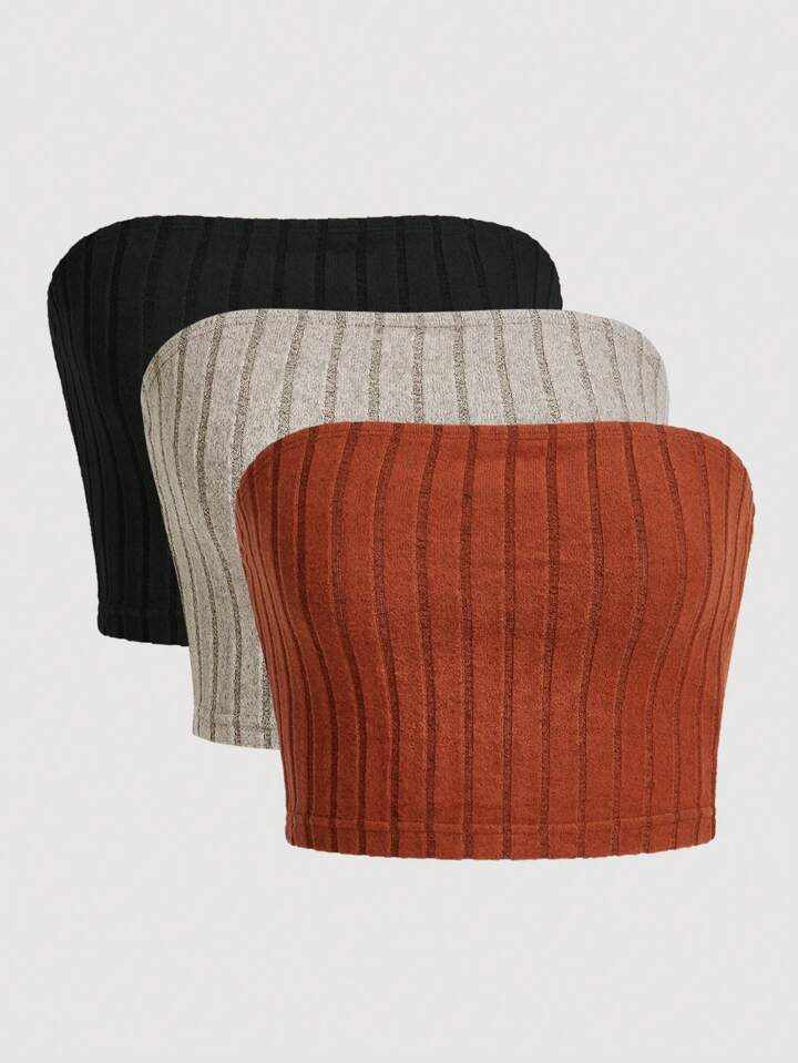 SHEIN EZwear 3pcs Multicolor Knitted Women's Camisole Top | SHEIN