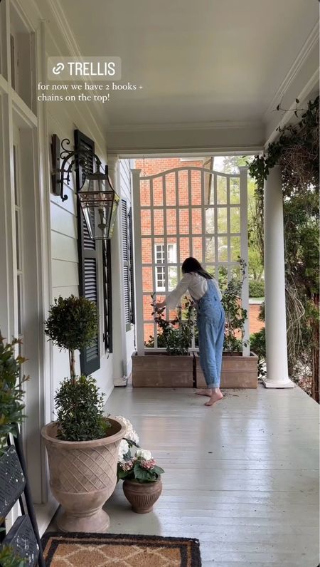 An outdoor trellis we added to one side of the front porch to add greenery 